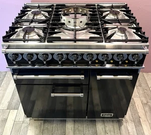 FALCON DELUXE 90CM DUAL FUEL IN BLACK AND CHROME - Picture 1 of 6