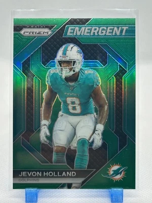 Jevon Holland 2023 Panini Prizm - Emergent - Green Prizm #H-12 - Miami Dolphins - Image 1 of 2