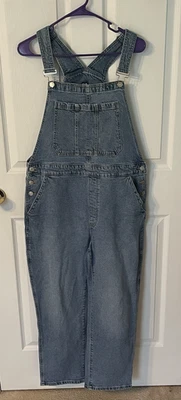 Gap Blue Denim Bib Overalls Women Size Large Relaxed Adjustable Straps - Image 1 of 4