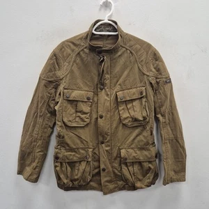 Barbour International Lockseam Brown Soft Cotton Country Biker Jacket Medium - Picture 1 of 11