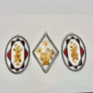 Vintage Lasting Impressions Glas gepresste Blumen Sonnenfänger 3 Stück Cottagecore - Bild 1 von 8