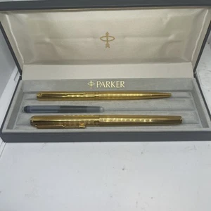 Parker Chapado en Oro PL Fuente y 111A Bolígrafo Set y Cartucho Caja Origen - Imagen 1 de 10