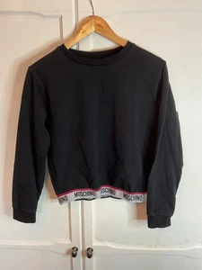 MOSCHINO Sudadera Mujer Logo Cinta Cuello Redondo Manga Larga Negra Talla XS - Imagen 1 de 7