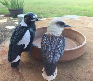 Kookaburra Magpie Pot Sitter Ornaments - Picture 1 of 14