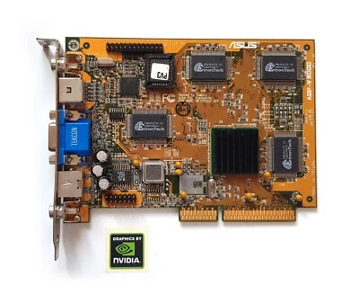 ASUS AGP V3000 Nvidia Riva 128 2x AGP 4MB video card Retrogaming - Image 1 of 3