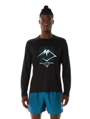 ASICS Men's SMALL FujiTrail Logo Long-Sleeved Quick-Dry Top in Black - Image 1 of 4
