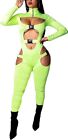 Womens  One Piece Skin Tight Cut Sexy Hole Romper Hot Body Suit Party Green 2XL