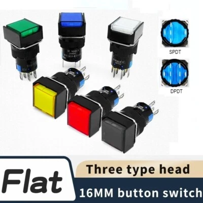 16mm SPDT/DPDT Momentary Blue/Black Square Plastic Push Button Switch CE,UL,RoHS - Image 1 of 4