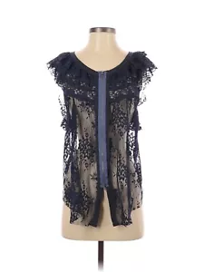 Camisa Chaleco Free People Encaje Talla Pequeña Azul Marino Volantes Festival Coqueta Niña - Imagen 1 de 8