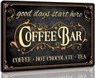Coffee Bar Sign Hot Chocolate and Tea Vintage Metal Plaque Signs for Kitchen ...
