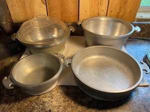Vintage Guardian Service Aluminiumguss 2,3,4 Quart Kochgeschirr Töpfe ~ ein Glasdeckel - Bild 1 von 12
