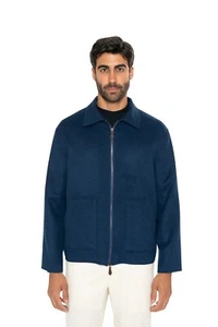 $3400 ISAIA NAPOLI Blue Zip Up Blouson Jacket Wool & Cashmere 38 US / 48 EU - Picture 1 of 9