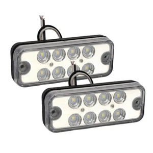 2 pcs White 8 LED Side Marker Light Indicator Clearance Lamp For Truck Trailer - Picture 1 of 4