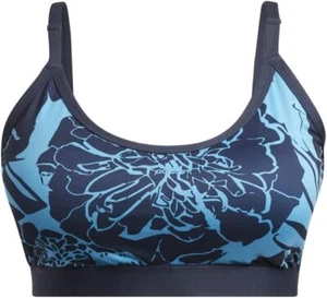 Adidas Women's Light-Support Flower-Print Bra, Craft Blue/Legend Ink - Picture 1 of 6