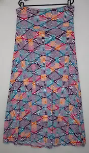 Neu ohne Etikett LuLaRoe Gr. XL mehrfarbig geometrisches Diamantenmuster Stretch Maxirock - Bild 1 von 5