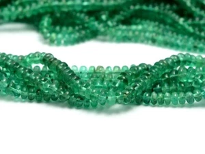 A++ Cuentas sueltas de piedras preciosas lisas con forma de rondelle esmeralda rusa natural de 3-4 mm 8" - Imagen 1 de 14