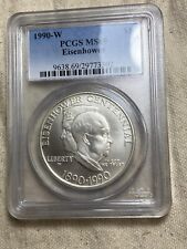 1990-W PCGS MS69 Eisenhower Silver Modern Commemorative Dollar White Spot Free