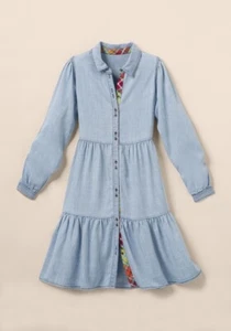 Matilda Jane Heart to Heart Walk the Line Chambray Tiered Dress Size XL X Large - Picture 1 of 5