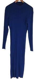 Abito donna Vera Moda taglia XXL maglione costine collo alto schiena aperta blu nero - Foto 1 di 11