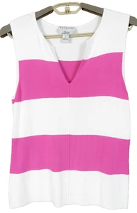 SC001409 TALBOTS Mujer Rayón Chaleco Suéter Sin Mangas Bloque de Color Rosa Magenta L - Imagen 1 de 8