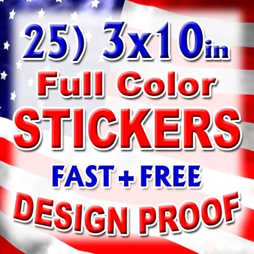 25 3x10 Personalizado Impreso A Todo Color Exterior Vinilo Parachoques Coche Adhesivo Logo Calcomanía Foto 1 de 4