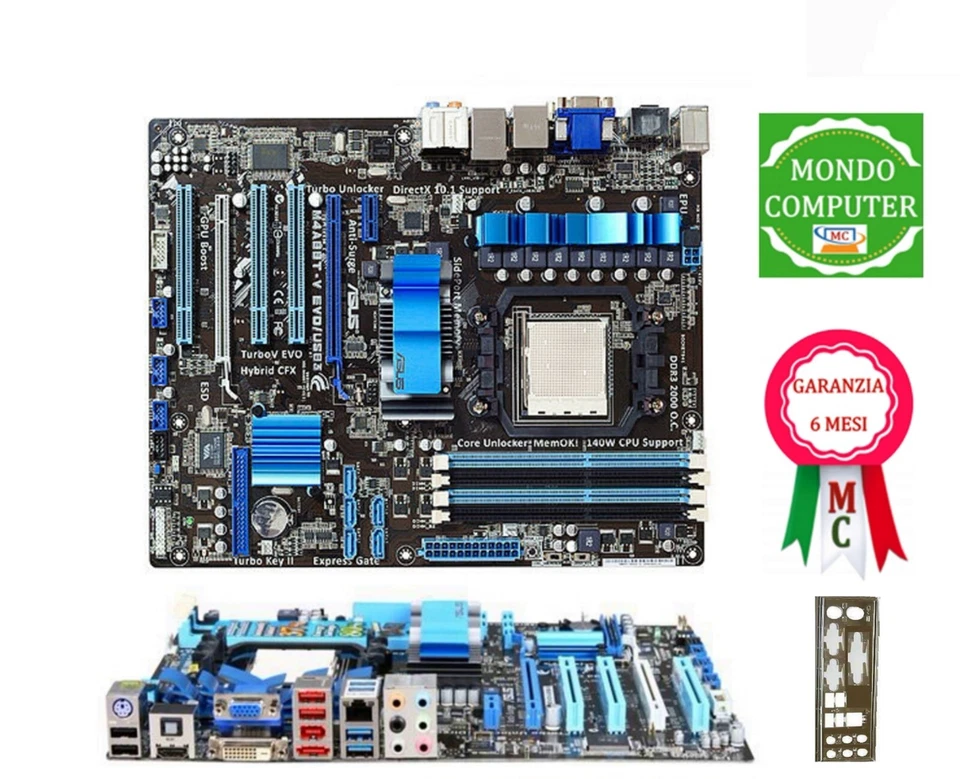 SCHEDA MADRE ASUS M4A88T-V EVO/USB3 SOCKET AM3 + CPU AMD + DISSIPATORE + RAM - Immagine 1 di 1