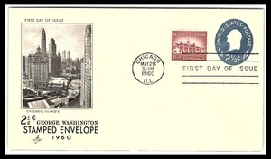 Chicago Illinois George Washington FDC Stamped Envelope 1960 2 1/2 Cent fdc29 - Picture 1 of 2