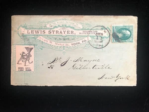 PA YORK 1883 COVER #184 LEWIS STRAYER MFR ALLOVER ADV ILLUS FEED MILL - Imagen 1 de 2
