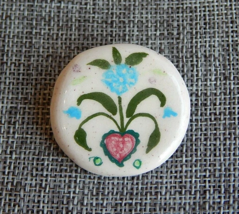 Antique Vtg Ceramic Button ~Apx: 1-1/4"~#661-D Cover