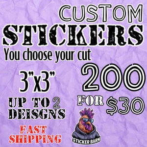 Custom Stickers - Labels - Bulk Order - Multiple Designs - Pack of 200 Stickers - Picture 1 of 2