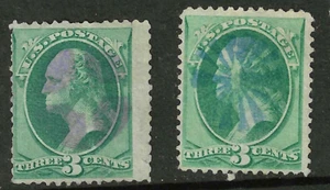 BLUE RADIAL PURPLE CROSS Fancy Cancel 3 Cent Washington Banknote 1871-83 US84E34 - Picture 1 of 3