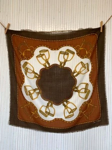 Foulard Quadrato In Lana Vintage Marrone Con Staffe Regalo Per Donna FO743 - Foto 1 di 11