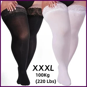 Calze alte donna taglie forti grasse sexy coscia top pizzo silicone antiscivolo moda - Foto 1 di 48