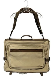 VERY NICE EDDIE BAUER FORD CANVAS & LEATHER FOLD UP HANGING GARMENT TRAVEL BAG - Picture 1 of 24