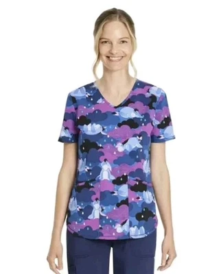 Disney Eeyore Rain Women’s V-Neck Scrub Top 3XL New Nurse Medical Vet - Image 1 of 4