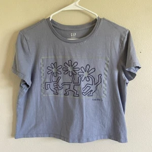 GAP Keith Haring Dancing Daisies Graphic Shrunken Tee Cropped Tshirt Damen Large - Bild 1 von 13