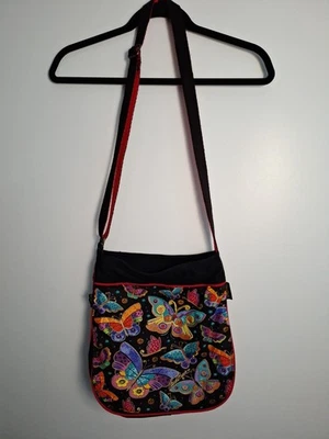 Bolso Bandolera Laurel Burch Lona Mariposas Negro Rojo Mediano En muy buen estado Foto 1 de 4