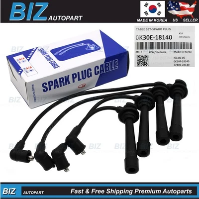 OEM Ignition Spark Plug Wire Set for 2001-2005 Kia Rio 0K30E-18140 - Image 1 of 4