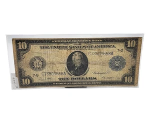 1914 Blue Seal Chicago Illinois $10 Dollar Bill, Federal Reserve Note - 0718945 - Imagen 1 de 9