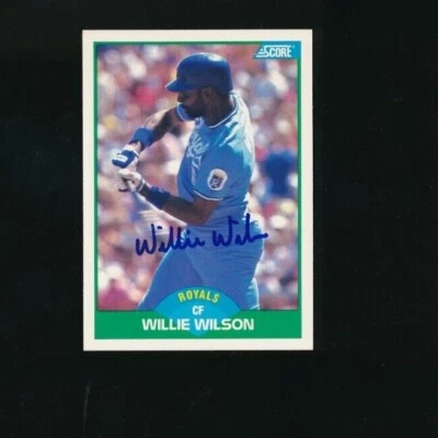  1989 Score #28 Willie Wilson signed auto autograph blue sharpie swsw6 - Image 1 of 2
