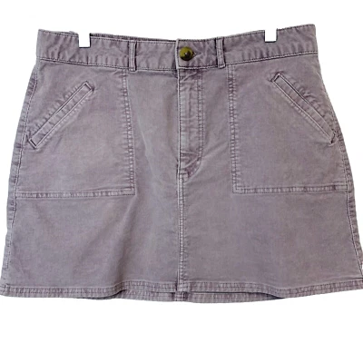 American Eagle Purple Corduroy Mini Skirt Size 14 Super Stretch Pockets Zip - Image 1 of 4