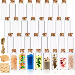 32PCS 40Ml Small Glass Bottles with Cork Lids, Mini Jars Glass Vials with Wooden - Picture 1 of 11