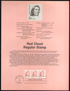 US. SP717. 2175. 10c. Red Cloud. Great Americans. Souvenir Pages. 1987 - Picture 1 of 1