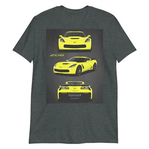 Gelb Vette C7 Z06 Besitzer Geschenk Vette Fahrer Kurzarm Unisex T-Shirt - Bild 1 von 9
