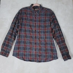 L.L. Bean M Regular Herren Flanell grau kariert 100% Baumwolle Knopfleiste Langarm - Bild 1 von 14