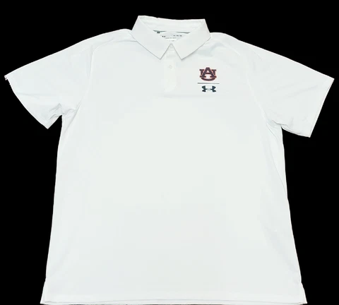 Men's Auburn Tigers Under Armour Team Issued Coaches Polo White XL Kodi Burns Cover