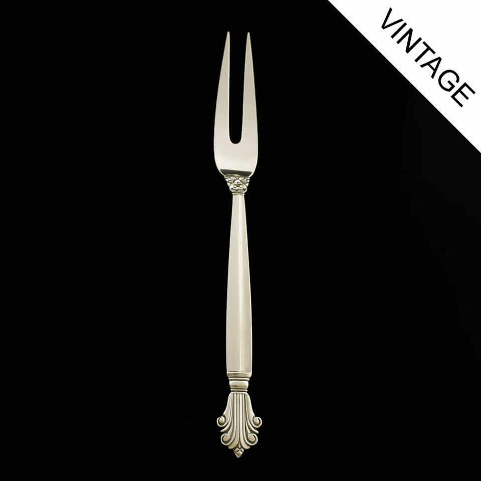 Garfo de carne prata Georg Jensen - 2 dentes - Acanthus/Dronning - Imagem 1 de 1
