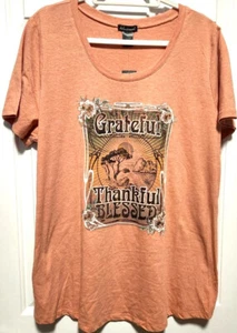 Damen T-Shirt 1X Damen Herbst Shirt Orange Blessed Grateful Thankful Neu mit Etikett - Bild 1 von 4