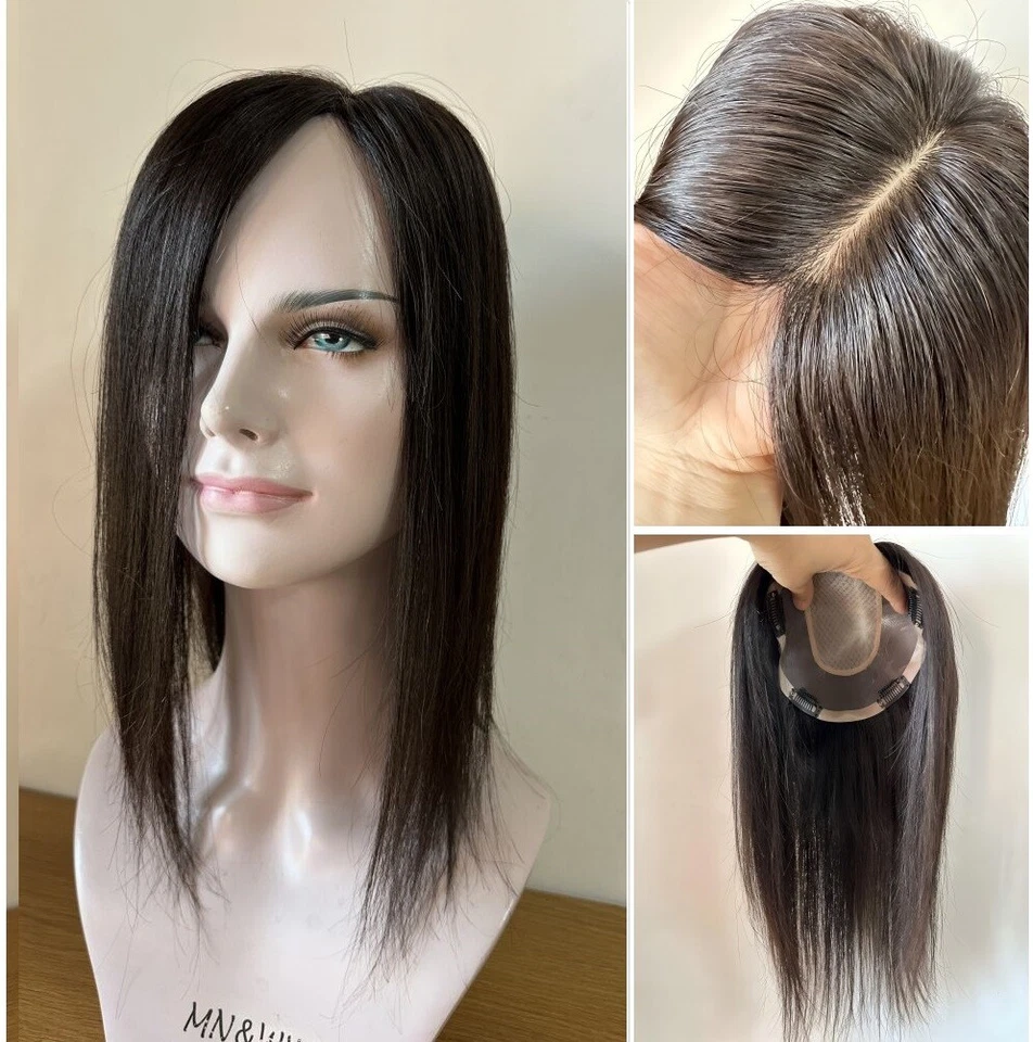 6"X6"Mono Skin with Silk Top Part Area,100%Fine Virgin Human Hair Topper 10"~30" - Image 1 of 4
