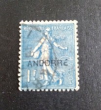 SELLOS ANDORRA FRANCESA USADOS 1931 PRIMERA EMISION SOBRECARGADA. 1 FRANCO